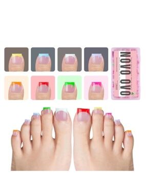 8 Mixed Colors French Tip 240 Press On Toe Nails